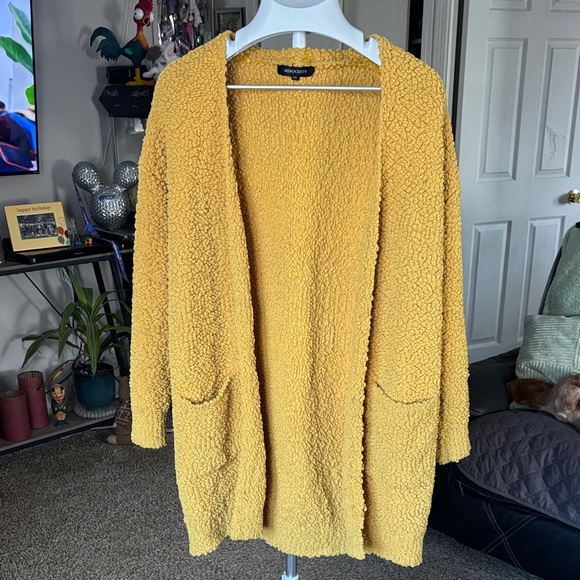 Merokeety Sweaters - Merokeety Women's Mustard Yellow Long Open Cardigan Sweater SZ XL